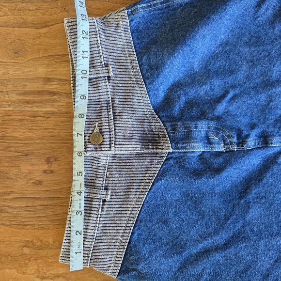 Vintage 70s Striped Waistband Denim Mini Skirt - Blue Western 60s - Picture 5 of 8